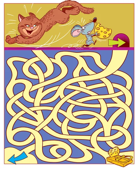 Puzzle pour enfants avec chat et souris — Image vectorielle