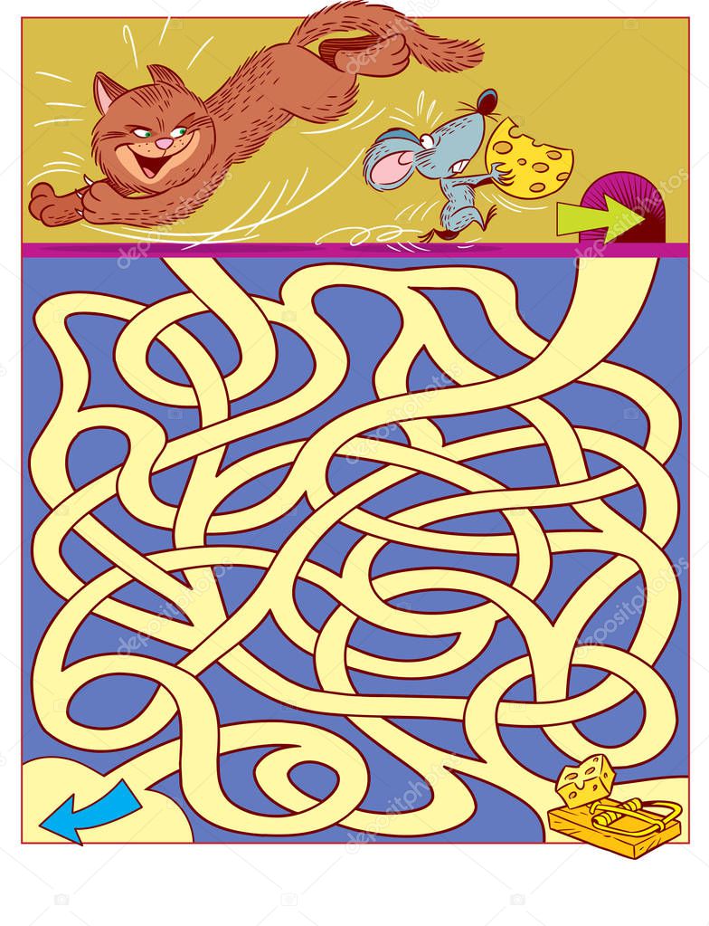  puzzle for children with cat and mouse