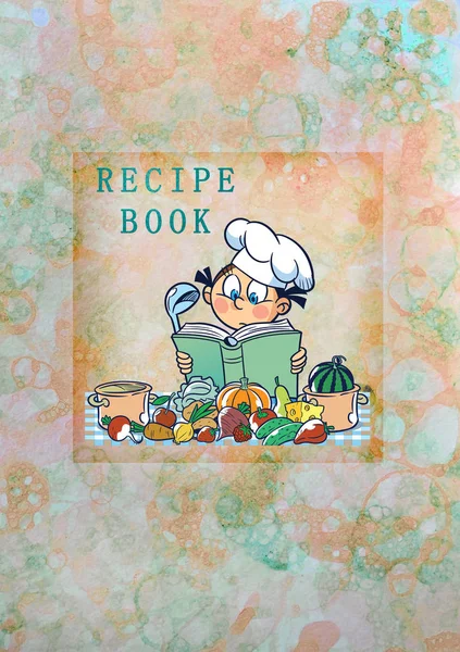 Cover for a cookbook with a cute cartoon — Stock Photo, Image