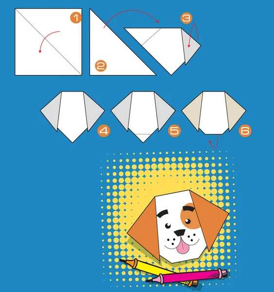 Tarea es doblar el perro origami — Vector de stock