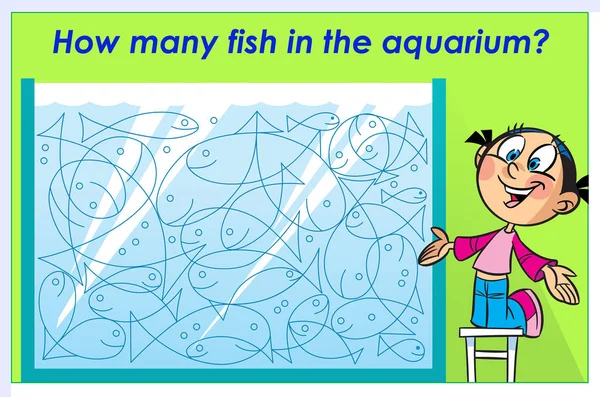 Головоломка сколько рыб в аквариуме — стоковый вектор