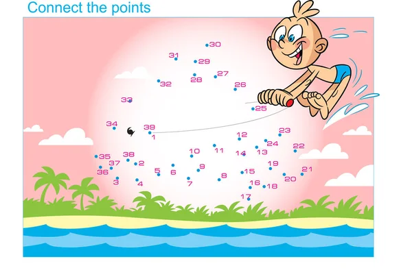 Puzzle avec un garçon à la mer — Image vectorielle