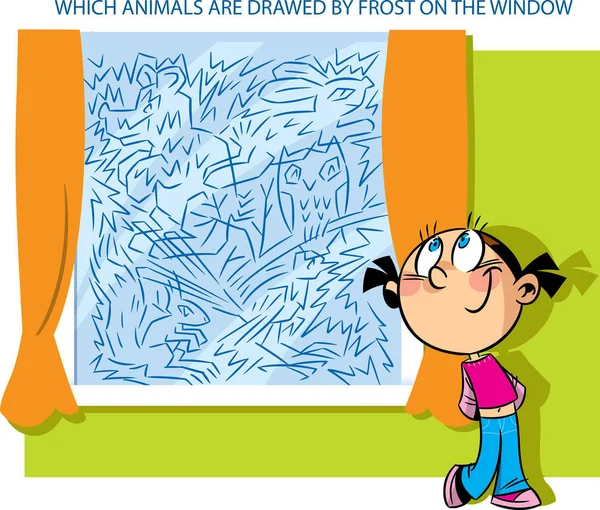 Puzzle com padrões gelados na janela —  Vetores de Stock