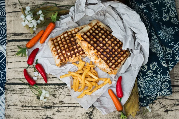 beef tacos served with golden French fries