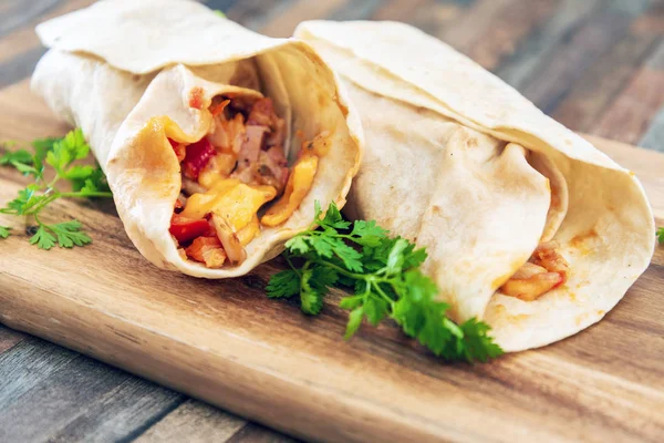 bacon chicken wrap - meat of bacon fume cooked