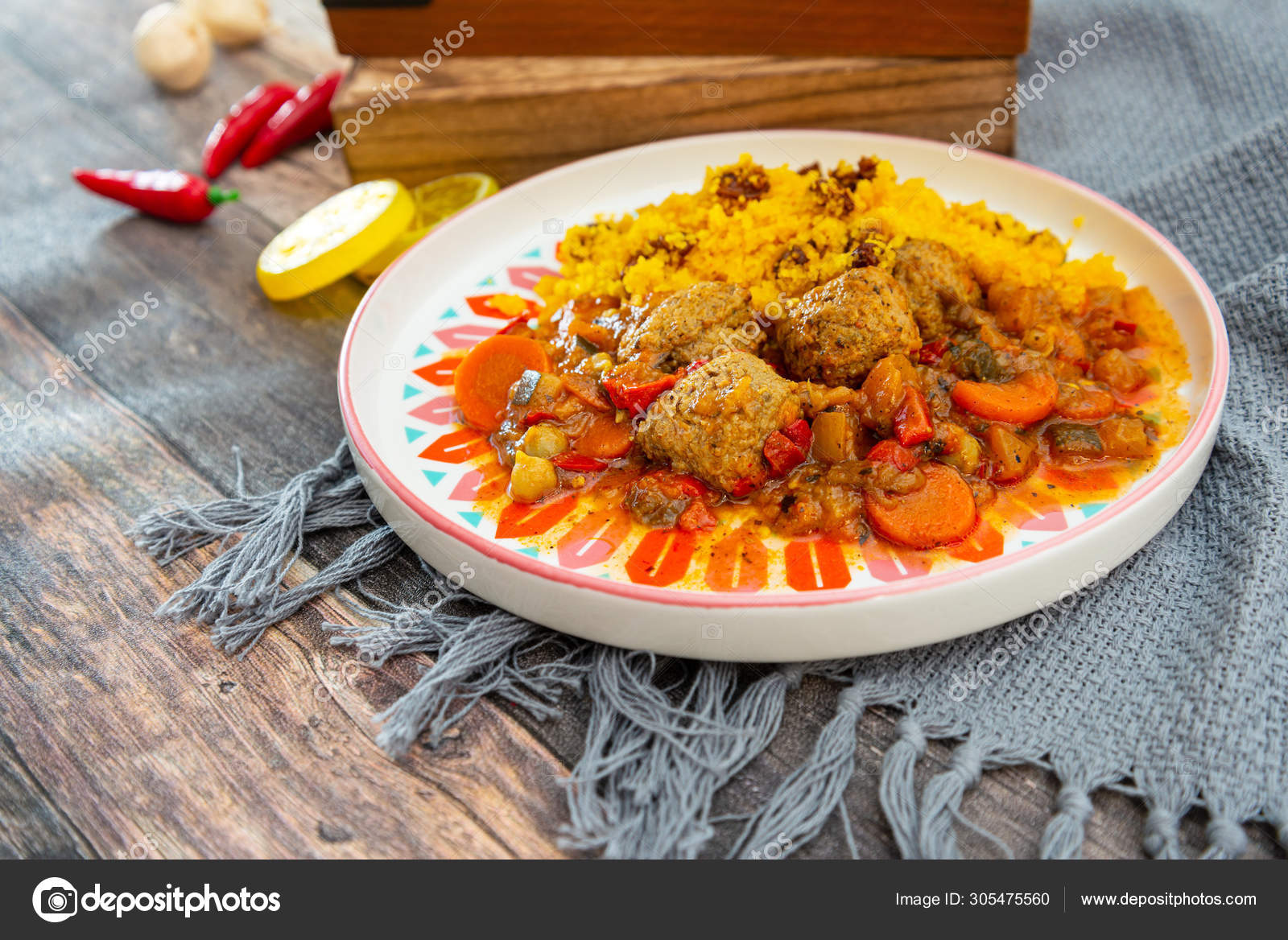Moroccan Beef Kefta Meatballs Meatball Semolina Stock Photo by ©ilolab