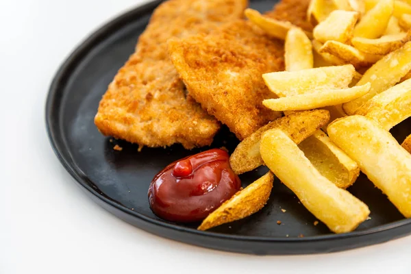 British Traditional fish and chips and tartar sauce