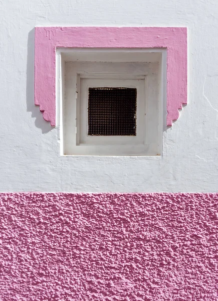 Small Square Window Moroccan Style Pink Painted — Stock Photo, Image