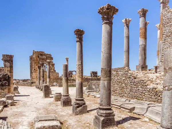 Ruinas Basílica Romana Volubilis Patrimonio Mundial Unesco Cerca Meknes Fez — Foto de Stock