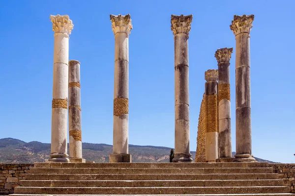 Ruinas Basílica Romana Volubilis Patrimonio Mundial Unesco Cerca Meknes Fez — Foto de Stock