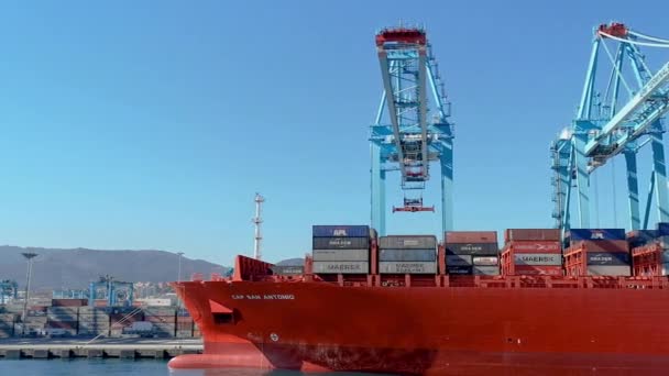 Algesiren Spanien Januar 2019 Hafenaktivitäten Auf Dem Containerterminal Des Industriehafens — Stockvideo