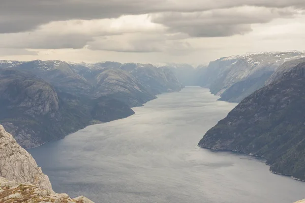 Repère Célèbre Preikestolen Norvège Europe — Photo