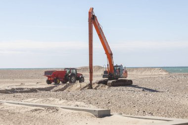 Norre Vorupor, Danimarka, Avrupa'nın sahilde Ekskavatör.