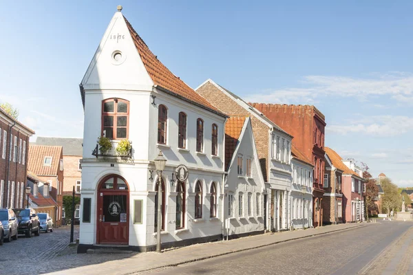 Ribe Dinamarca Maio 2017 Rua Vazia Cidade Velha Domingo Ensolarado — Fotografia de Stock