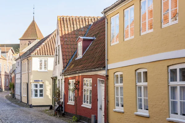 Czerwony Mur Cegły Stary Dom Ribe Dania — Zdjęcie stockowe