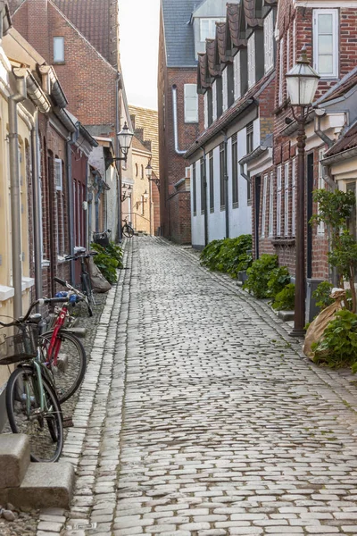 Röd Tegelvägg Gamla Hus Ribe Danmark — Stockfoto