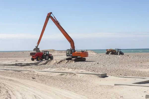 Escavatore Sulla Spiaggia Norre Vorupor Danimarca Europa — Foto Stock