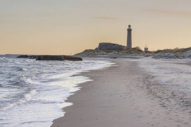 Skagen'ın kuzeyinde Danimarka yılında deniz feneri.