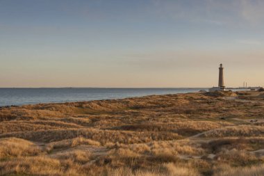 Skagen'ın kuzeyinde Danimarka yılında deniz feneri.
