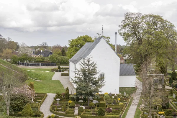 Igreja Branca Área Monumento Patrimônio Mundial Unesco Jelling Dinamarca — Fotografia de Stock