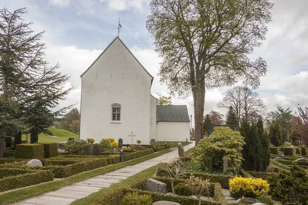 Witte Kerk Het Gebied Van Monument Unesco Werelderfgoed Plaatsen Jelling — Stockfoto