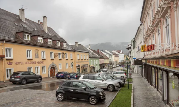 Mariazell Austria Kwietnia 2019 Jedna Głównych Ulic Obok Bazyliki Narodzenia — Zdjęcie stockowe