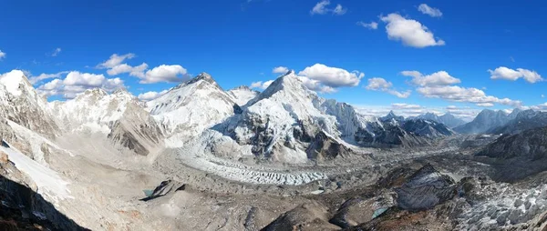Hermosa Vista Del Monte Everest Lhotse Nuptse Desde Campamento Base —  Fotos de Stock