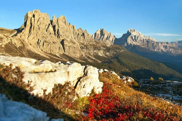 Vista Panorámica Mañana Cima Ambrizzola Croda Lago Tofane Gruppe Montañas — Foto de Stock