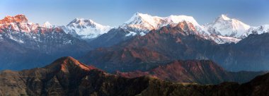 Sabah panoramik Silijung hill bağlar Everest Lhotse ve Makalu, büyük Himalaya aralığı, Nepal Himalayalar dağlar