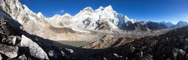 Atardecer Vista Panorámica Del Monte Everest Con Hermoso Cielo Azul — Foto de Stock