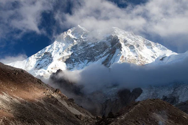 Mount Makalu Met Wolken Nepal Himalaya Bergen Barun Vallei — Stockfoto