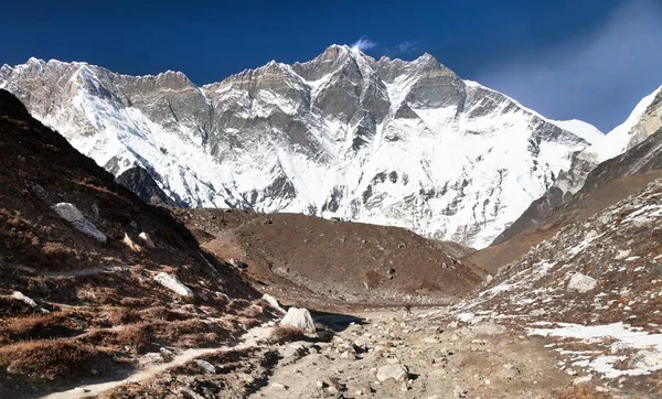 Kilátás Tetején Hegy Lhotse Dél Sziklafal Sagarmatha Nemzeti Park Khumbu — Stock Fotó