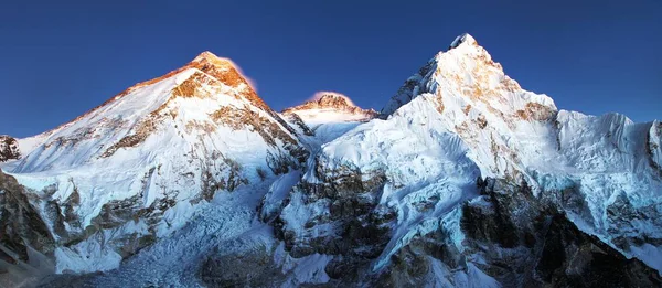 Vista Noturna Monte Everest Lhotse Nuptse Acampamento Base Monte Pumo — Fotografia de Stock