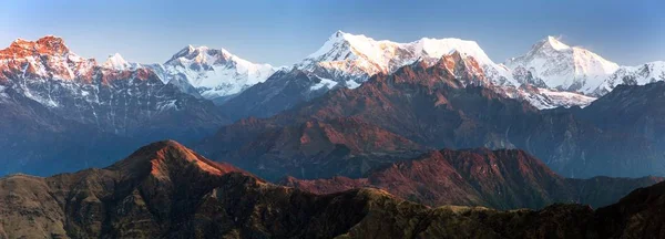 Morgon Panoramautsikt Från Silijung Hill Fästen Everest Lhotse Och Makalu — Stockfoto