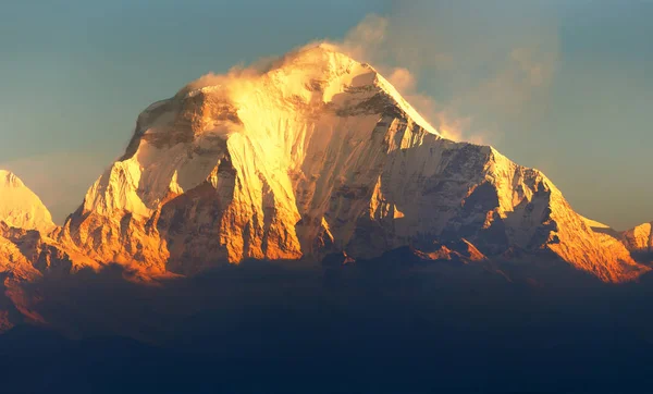 Ochtend Panoramisch Uitzicht Mount Dhaulagiri Van Poon Hill Oogpunt Nepalese — Stockfoto