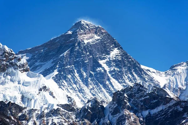 Vrcholu Mount Everestu Údolí Gokyo Jižní Sedlo Modré Barvy Cestu — Stock fotografie