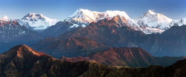 Manhã Vista Panorâmica Silijung Colina Montes Everest Lhotse Makalu Grande — Fotografia de Stock