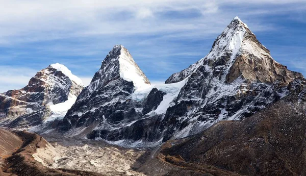 Vista Del Monte Cholo Pico Kangchung Pico Nirekha Camino Campamento — Foto de Stock