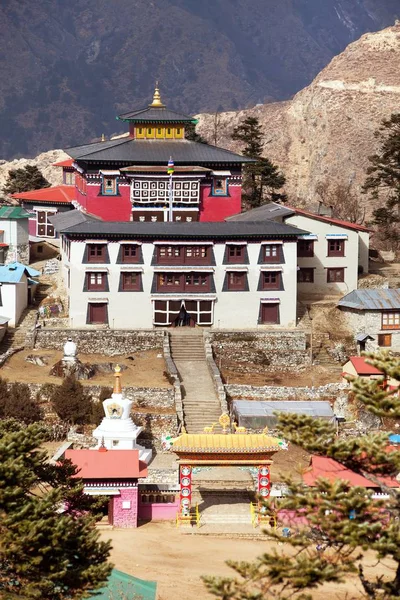 Tengboche修道院 昆布山谷最好的修道院 徒步前往尼泊尔喜马拉雅山Solukhumbu Sagarmatha国家公园珠穆朗玛峰大本营 — 图库照片