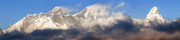 Večerní Slunce Červené Barevné Pohled Mount Everest Lhotse Ama Dablam — Stock fotografie