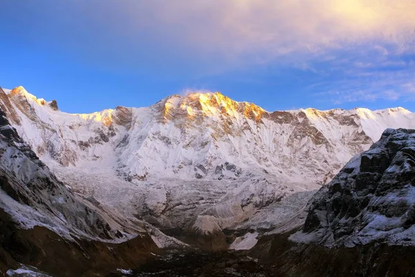 Morgon Panoramautsikt Över Berget Annapurna Från Annapurna South Base Camp — Stockfoto