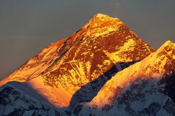 Vista Atardecer Del Monte Everest Desde Paso Renjo Tres Pasos — Foto de Stock