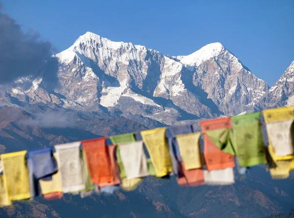 Gebedsvlaggen Mount Dudh Kund Khumbu Vallei Solukhumbu Nepal Himalaya Bergen — Stockfoto