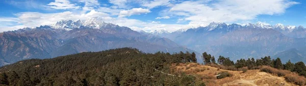 Panoramatický Pohled Himalaya Rozsah Trekkingová Trasa Jiří Bazar Lukly Everest — Stock fotografie