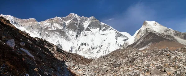 洛子峰南岩面 萨加玛塔国家公园 昆布河谷 尼泊尔喜马拉雅山顶部景观 — 图库照片