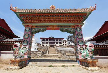 Ağ Geçidi Tengboche Manastırı, Khumbu Vadisi, en iyi manastırda trek Everest ana kampı, Sagarmatha ulusal park-e, Nepal