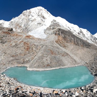 Mount CIN veya donmuş göl, Sagarmatha Milli Parkı, Khumbu Vadisi, Nepal Himalayalar dağlar ile CIN temel kampından Pumo RI