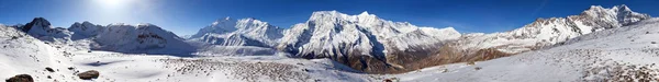 Panoramic View Annapurna Iii Ganggapurna Khangsar Kang Ice Lake Way — Stock Photo, Image