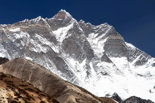 Pohled Vrcholu Hory Lhotse Jižní Skalní Stěnou Národní Park Sagarmatha — Stock fotografie