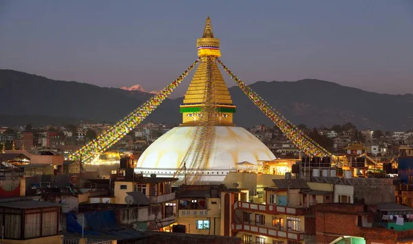 Βράδυ Νύχτα Προβολή Του Boudha Bodhnath Στούπα Κατμαντού Νεπάλ — Φωτογραφία Αρχείου